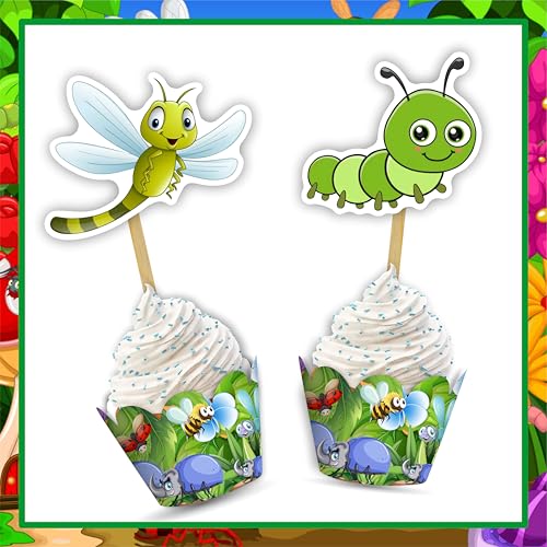 Cupcake-Förmchen mit Insekten, Geburtstagsdekoration. von Seyal