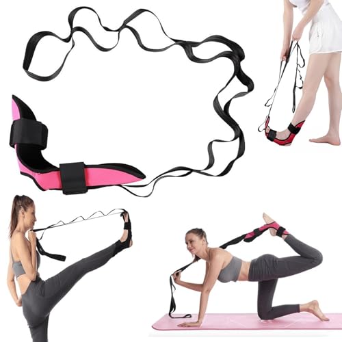Izzila Dehnungsgurt mit Schlaufen und abnehmbarem Fuß, Faszienstrecker verwendet, Izzila Fuß- und Wadenstrecker, Yoga-Fuß-und Bein-Stretchgurt zur Wiederherstellung der Flexibilität und(Pink) von Seymal