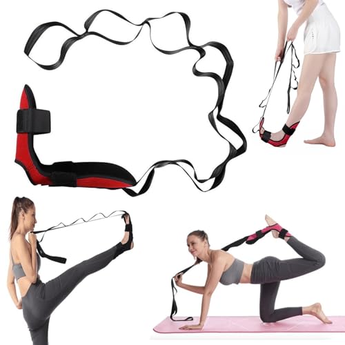 Izzila Dehnungsgurt mit Schlaufen und abnehmbarem Fuß, Faszienstrecker verwendet, Izzila Fuß- und Wadenstrecker, Yoga-Fuß-und Bein-Stretchgurt zur Wiederherstellung der Flexibilität und(Red) von Seymal