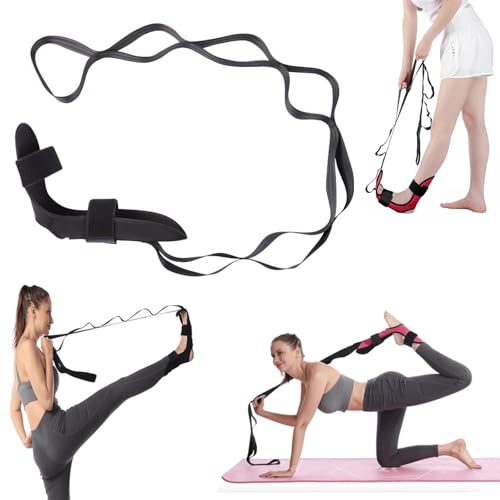 Izzila Dehnungsgurt mit Schlaufen und abnehmbarem Fuß, Faszienstrecker verwendet, Izzila Fuß- und Wadenstrecker, Yoga-Fuß-und Bein-Stretchgurt zur Wiederherstellung der Flexibilität und(Schwarz) von Seymal