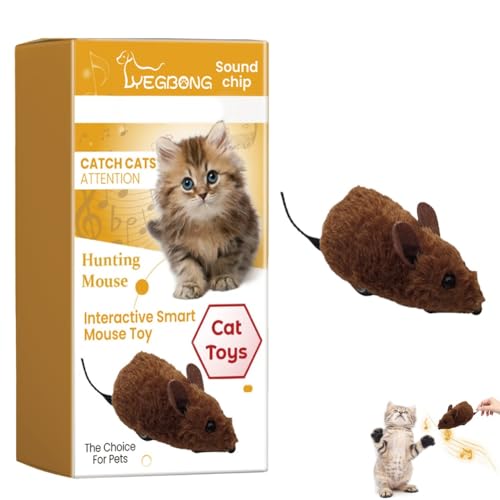 Mausspielzeug for Katzen und Hunde, interaktive Katzenspielzeugmaus, elektronische Mäuse mit pelzigem Schwanz, Plüschmaus-Simulation, automatisches quietschendes Katzenspielzeug(1pc) von Seymal