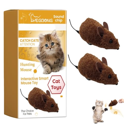 Mausspielzeug for Katzen und Hunde, interaktive Katzenspielzeugmaus, elektronische Mäuse mit pelzigem Schwanz, Plüschmaus-Simulation, automatisches quietschendes Katzenspielzeug(2pcs) von Seymal