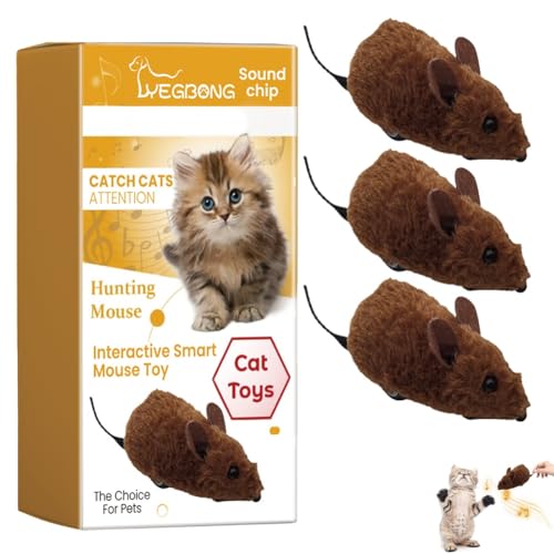 Mausspielzeug for Katzen und Hunde, interaktive Katzenspielzeugmaus, elektronische Mäuse mit pelzigem Schwanz, Plüschmaus-Simulation, automatisches quietschendes Katzenspielzeug(3pcs) von Seymal