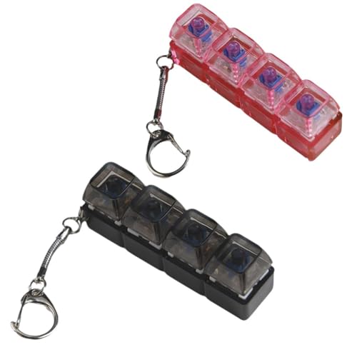 Mechanische Tastatur for Stress Abbauen, Tastatur-Zappel Spielzeug für Erwachsene for Stressabbau, 4-in-1-Zappel-Schlüsselanhänger Mit LED-Leuchten Zur Dekompression Von Angstzuständen von Seymal