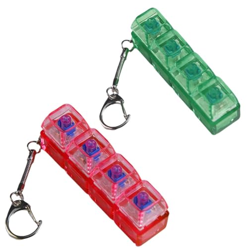 Mechanische Tastatur for Stress Abbauen, Tastatur-Zappel Spielzeug für Erwachsene for Stressabbau, 4-in-1-Zappel-Schlüsselanhänger Mit LED-Leuchten Zur Dekompression Von Angstzuständen von Seymal
