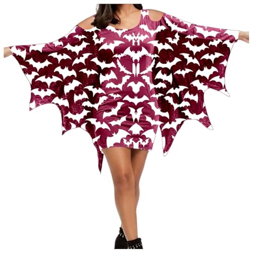 kostüm halloween damen kleid, Karneval Kostüm Damen Fledermaus Flügel Mittelalter Umhang Minikleid Erwachsene Gothic Kleid Hexenkostüm Halloween Kleidung Vampir Cosplay Faschingskostüme, Wein, M kostüm halloween damen kleid, Karneval Kostüm Damen Fledermaus Flügel Mittelalter Umhang Minikleid Erwachsene Gothic Kleid Hexenkostüm Halloween Kleidung Vampir Cosplay Faschingskostüme, Wein, M von Sfwqoifou