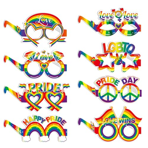 8 x Pride-Accessoires, Regenbogen-Partybrillen für Erwachsene, 2 Stück, LGBTQ Gay Pride, Neuheit, Papierbrillen, Regenbogenbrillen, Foto-Requisiten, Kostümzubehör für Herren und Damen, Gay Pride 8 x Pride-Accessoires, Regenbogen-Partybrillen für Erwachsene, 2 Stück, LGBTQ Gay Pride, Neuheit, Papierbrillen, Regenbogenbrillen, Foto-Requisiten, Kostümzubehör für Herren und Damen, Gay Pride von Sgehenr