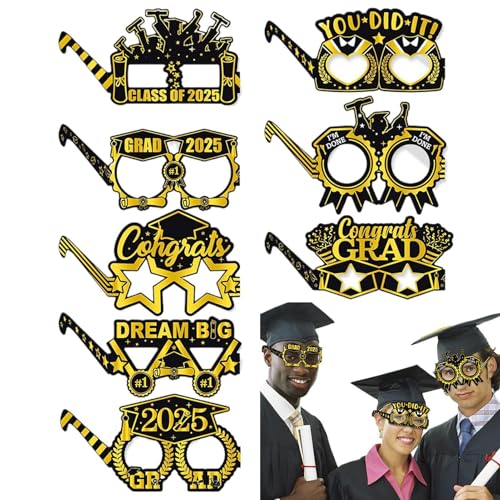 Sghtil Abschlussbrille Gold Graduation Brille | Funny Graduation Photo Booth Pose Pose Signs - Bildzubehör Schule für Schlafsaal, Hotel, Wohnung von Sghtil