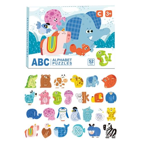 Sghtil Alphabet-Puzzle für Alphabet-Tierpuzzles | 52-Fach/Set magnetische Puzzles der kognitiven Tiere, Lernspiele, Aktivitätsspielzeug, Motor, für die Bildung von Sghtil