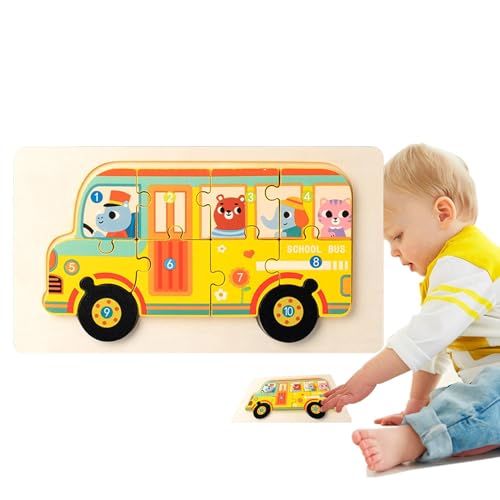 Sghtil Baggerholzrätsel, Feuerwehrauto -Rätsel,Cartoon Holzbagger -Rätsel | Nettes Kreuzfahrtschiff -Spielzeug, Kinder Gehirn Teaser für Feinmotorik, Form der Wahrnehmung von Sghtil