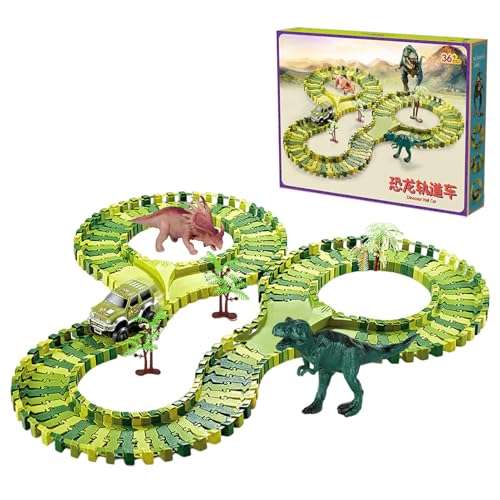 Sghtil Dinosaur Race Track Set, Flexible Track Playset - Flexible Playset Race Train Tracks,Fine Motor Skill Building Lernbaukit für Familienfreunde Kinder von Sghtil