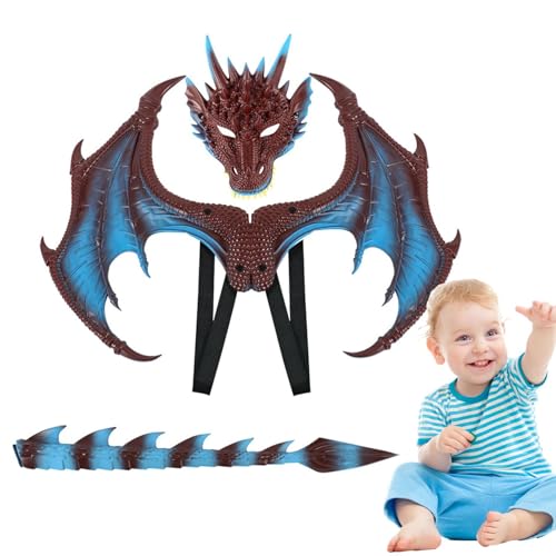 Sghtil Drachenflügel, Kostüm Drachenflügel – Kostüm-Set mit Schwanz-Gesichtsbedeckung, Cosplay, Unisex, für Kostümpartys Sghtil Drachenflügel, Kostüm Drachenflügel – Kostüm-Set mit Schwanz-Gesichtsbedeckung, Cosplay, Unisex, für Kostümpartys von Sghtil