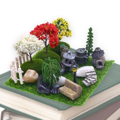 Sghtil Feengarten Set Feenhaus Set Künstliche Feenhaus Miniatur-Figuren Miniatur-Figuren Miniatur-Statuen für den Außenbereich Familie Freunde Kinder Garten von Sghtil