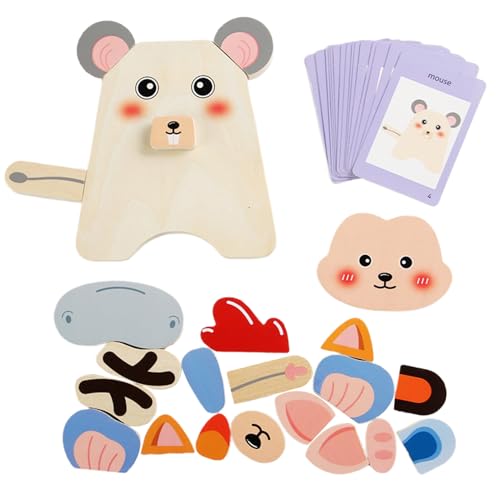 Sghtil Holz Tier Puzzle,Tiergesichter Steckpuzzle aus Holz | Interaktives Lernspielzeug Für Schüler Und Mädchen Vorschule Kindergarten | Indoor Kindergarten Reise Zuhause Geburtstag von Sghtil