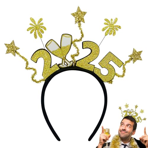 Sghtil Kopfbedeckung 2025, Glitzer-Stirnband mit glitzernden Sternen | Feuerwerksstirnbänder Sterne mit goldenen Pailletten - Festival Kostüm Zubehör, Cosplay Stirnband für von Sghtil