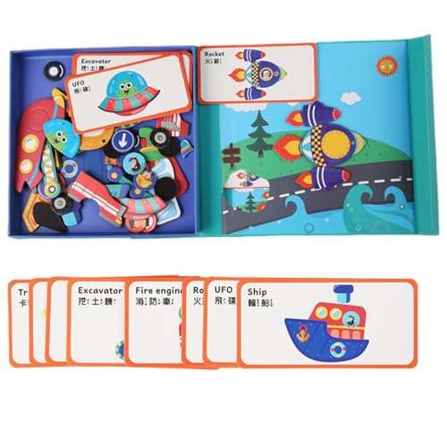 Sghtil Magnetisches Puzzlebuch, Magnetpuzzlespielzeug - Sensorische hölzerne Reisebereich Magnetaufkleber Puzzler - Passendes Puzzletafel, Bildungslernspiel für Zuhause, Auto Sghtil Magnetisches Puzzlebuch, Magnetpuzzlespielzeug - Sensorische hölzerne Reisebereich Magnetaufkleber Puzzler - Passendes Puzzletafel, Bildungslernspiel für Zuhause, Auto von Sghtil