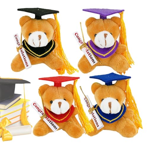 Sghtil Mini-Abschlussbär Plüsch,Mini-Abschlussbär | 4 Stück 7 cm großes Mini-Stoffbärenspielzeug für Abschlussfeiern mit | Weiche, flauschige Partygeschenke, Abschluss-Plüsch 2024 für die von Sghtil