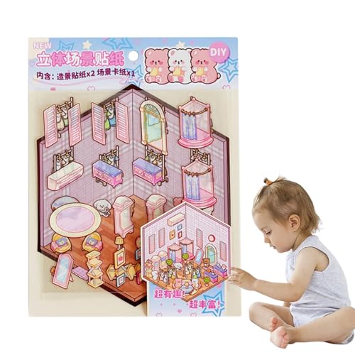 Sghtil Miniatur-Szenen-Aufkleber-Set, Miniatur-Hausaufkleber, Scrapbook Effekt, Erstellen Sie Ihre eigenen Szenenaufkleber, kleine Aufkleberszenen von Sghtil