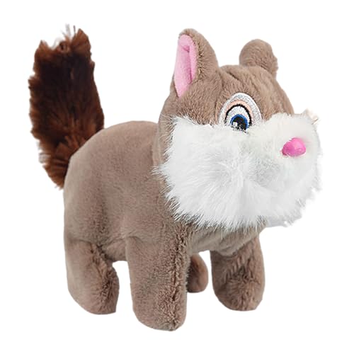 Sghtil Plüschtier Eichhörnchen, interaktives Laufspielzeug – interaktive Puppe, Plüschspielzeug für Kinderzimmer und Arbeitsbereich von Sghtil