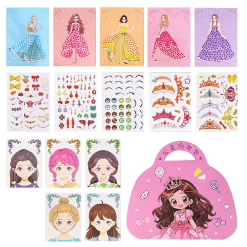 Sghtil Prinzessinnen-Make-up-Buch, Prinzessinnen-Malset, Papierkunst-Bastelspiel, kreatives Kostüm-Aufkleberbuch, lustiges Lernspielzeug Sghtil Prinzessinnen-Make-up-Buch, Prinzessinnen-Malset, Papierkunst-Bastelspiel, kreatives Kostüm-Aufkleberbuch, lustiges Lernspielzeug von Sghtil