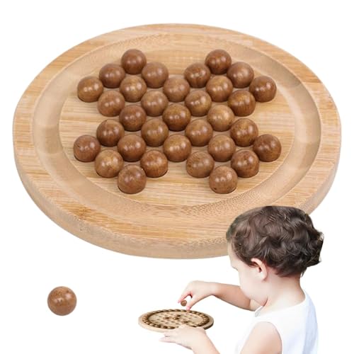 Sghtil Schachspiel Solo, Schachspiel aus Holz aus Holz | Reiseschach aus Holz und Checker für Anfänger, Brain Teasers Verbinden von Perlen Toys Classic Strategy Family Family Fun Toy von Sghtil