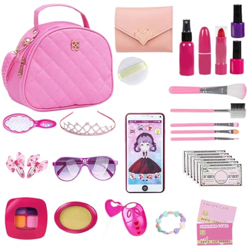 Sghtil Spielhandtasche für kleine Mädchen, Handtaschen-Set, 32 x Spielzeug-Set, Handtasche, für Mädchen, Handtasche für Spielzeug, Spielzeugzubehör von Sghtil
