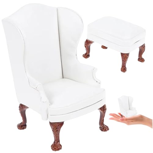 2pcs/Set Dollhouse Couch mit niedlichem Hocker 1:12 Skala Lifelike Dollhouse Möbel Kreatives DIY Mini -Sofa für Dekor Kinder Rollengeschenke, weiße Couch von Sgqtqybk