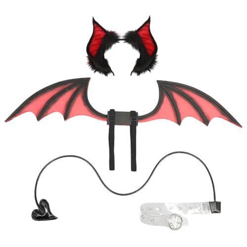 3pcs Cosplay -Kostüme, Teufel Kostüm -Set, Bat Devil Wing, Stirnband und Schwanz, Dress -Up Dämon Kostümzubehör für Cosplay Party Dragon Tail von Sgqtqybk
