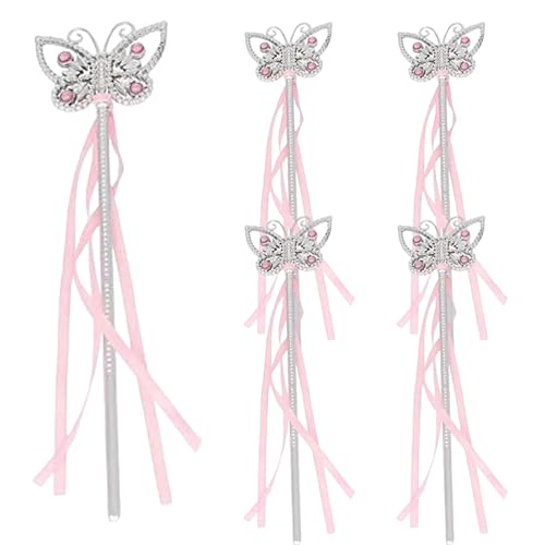 5pcs Prinzessin Zauberstab, 13 Zoll Schmetterling König Zepter mit Bibbons Handhelds Scepter Wand Cosplay Accessoires Scepter Requisiten für Kostüme des Wettbewerbs Wettbewerb Weihnachten Hochzeitspr von Sgqtqybk
