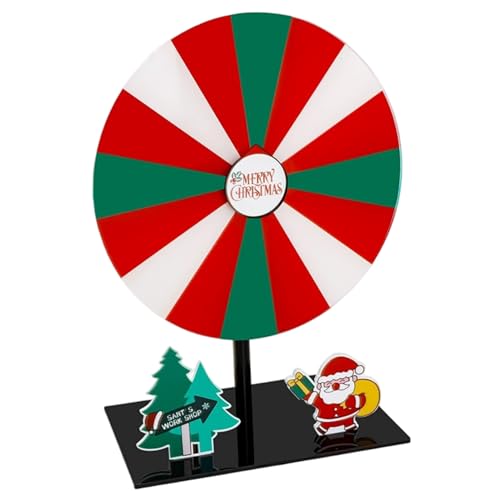 Preisträger Spinner mit Stand 16-Slot rotierender beschreibbarer löschbarer Spinnrad-Acryl-Weihnachtsfeier Gefälligkeiten mit Santa & Tree Decor für Home Shop, 7, 8inspin des Spiels mit Stand von Sgqtqybk