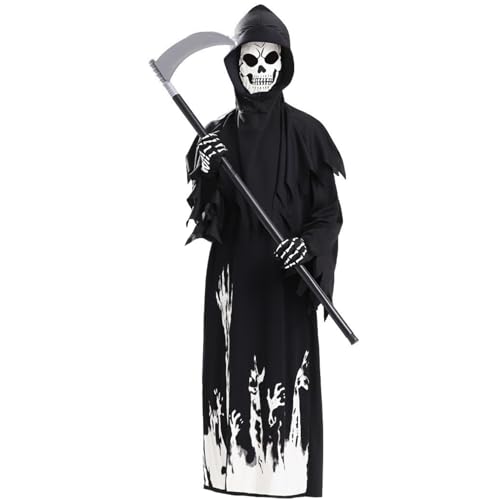 Sensenkostüm Kostüme leuchtend gruselige Halloween -Kostüme umfassen Handschuhe und Sichel -Cosplay -Outfits für Erwachsene Frauen Männer sattlich Reaper Sensenkostüm Kostüme leuchtend gruselige Halloween -Kostüme umfassen Handschuhe und Sichel -Cosplay -Outfits für Erwachsene Frauen Männer sattlich Reaper von Sgqtqybk