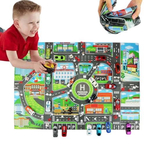 Sgqtqybk Autospielmatte, 33x23 Zoll wasserdichtes Nicht gewebter Stoff Spielzeugauto-Matte, Faltbare Nicht rutschende Bildungsstädte-Verkehrs-Road-Teppich für Kinder Spielzimmer Schlafroomwagenspiel Sgqtqybk Autospielmatte, 33x23 Zoll wasserdichtes Nicht gewebter Stoff Spielzeugauto-Matte, Faltbare Nicht rutschende Bildungsstädte-Verkehrs-Road-Teppich für Kinder Spielzimmer Schlafroomwagenspiel von Sgqtqybk
