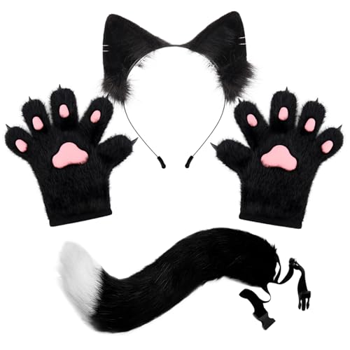 Sgqtqybk Fox -Kostüm 1 Set Realistic Black Therian Kostüm umfasst Fox -Handschuhe, Ohren und Schwanz, dekorative Therian -Ausrüstung für Maskerade, Cosplay, Party, Halloween Ohrs Sgqtqybk Fox -Kostüm 1 Set Realistic Black Therian Kostüm umfasst Fox -Handschuhe, Ohren und Schwanz, dekorative Therian -Ausrüstung für Maskerade, Cosplay, Party, Halloween Ohrs von Sgqtqybk