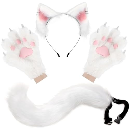 Sgqtqybk Fox -Kostüm 1 Set Realistic White Therian Kostüm umfasst Fox -Handschuhe, Ohren und Schwanz, dekorative Therian -Ausrüstung für Maskerade, Cosplay, Party, Halloween Ohrs Sgqtqybk Fox -Kostüm 1 Set Realistic White Therian Kostüm umfasst Fox -Handschuhe, Ohren und Schwanz, dekorative Therian -Ausrüstung für Maskerade, Cosplay, Party, Halloween Ohrs von Sgqtqybk