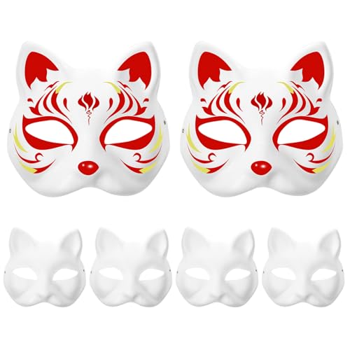 Sgqtqybk Katzenmaske 6PCS DIY Lackierbar Blindfuchsmaske mit Gummiband, Weißpapier Therian Masquerade für Erwachsene Kinder Craft Cosplay Halloween Fox Sgqtqybk Katzenmaske 6PCS DIY Lackierbar Blindfuchsmaske mit Gummiband, Weißpapier Therian Masquerade für Erwachsene Kinder Craft Cosplay Halloween Fox von Sgqtqybk