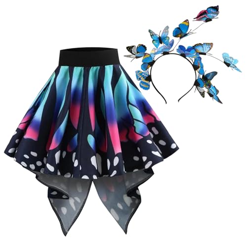 Sgqtqybk Schmetterlingsrock mit Schmetterling Stirnband simuliertes gedrucktes Kostümkleid für Tanzparty Cosplay Dress-up, xxl Rock Sgqtqybk Schmetterlingsrock mit Schmetterling Stirnband simuliertes gedrucktes Kostümkleid für Tanzparty Cosplay Dress-up, xxl Rock von Sgqtqybk