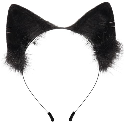 Sgqtqybk Wolf Ohren, süße Simulation Katzenohren, weiches Plüschkatze -Stirnband, Persönlichkeit Plüsch Tierkostümzubehör für Cosplay -Party, Black Fox von Sgqtqybk