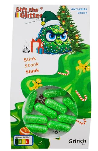 Shit The Glitter ® - Grinch Edition/Glitzerpillen/Freude/Geschenk/Überraschung/Anti-Xmas/Ritual/Motivation/Mediation/Scherzartikel/Freundschaft von Sh!t the Glitter - The Glamour Gift -