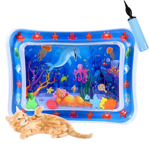 Katzen Kühl Und Spielmatte, Wassermatte Katze Kratzfest, Katzen Hunde Spiel Und Kühl Wassermatte, Sommer Aufblasbare Sensorische Wasserspielmatte Abkühlung (B) von Shafaja