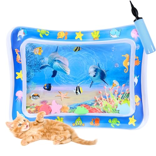 Katzen Kühl Und Spielmatte, Wassermatte Katze Kratzfest, Katzen Hunde Spiel Und Kühl Wassermatte, Sommer Aufblasbare Sensorische Wasserspielmatte Abkühlung (C) von Shafaja