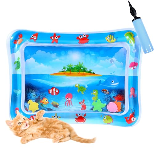Katzen Kühl Und Spielmatte, Wassermatte Katze Kratzfest, Katzen Hunde Spiel Und Kühl Wassermatte, Sommer Aufblasbare Sensorische Wasserspielmatte Abkühlung (D) von Shafaja