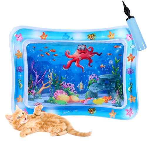Katzen Kühl Und Spielmatte, Wassermatte Katze Kratzfest, Katzen Hunde Spiel Und Kühl Wassermatte, Sommer Aufblasbare Sensorische Wasserspielmatte Abkühlung (E) von Shafaja