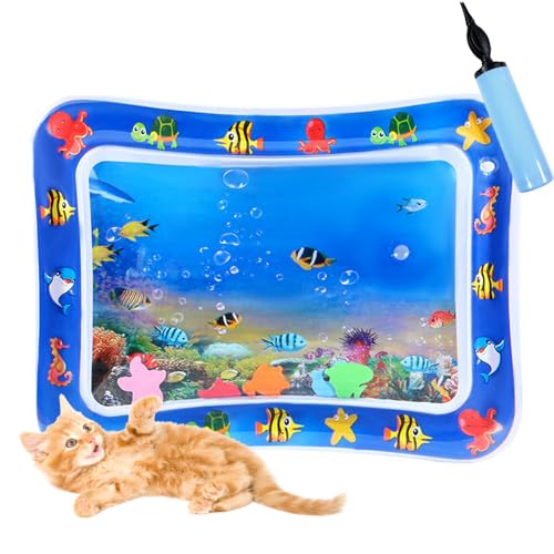 Katzen Kühl Und Spielmatte, Wassermatte Katze Kratzfest, Katzen Hunde Spiel Und Kühl Wassermatte, Sommer Aufblasbare Sensorische Wasserspielmatte Abkühlung (F) von Shafaja