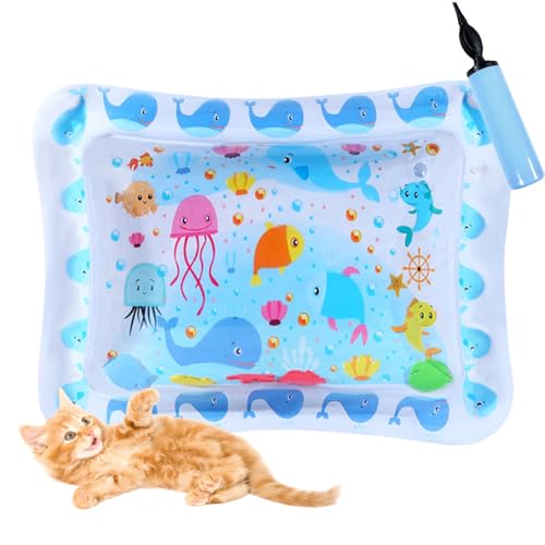 Katzen Kühl Und Spielmatte, Wassermatte Katze Kratzfest, Katzen Hunde Spiel Und Kühl Wassermatte, Sommer Aufblasbare Sensorische Wasserspielmatte Abkühlung (G) von Shafaja