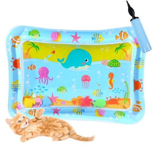 Katzen Kühl Und Spielmatte, Wassermatte Katze Kratzfest, Katzen Hunde Spiel Und Kühl Wassermatte, Sommer Aufblasbare Sensorische Wasserspielmatte Abkühlung (H) von Shafaja