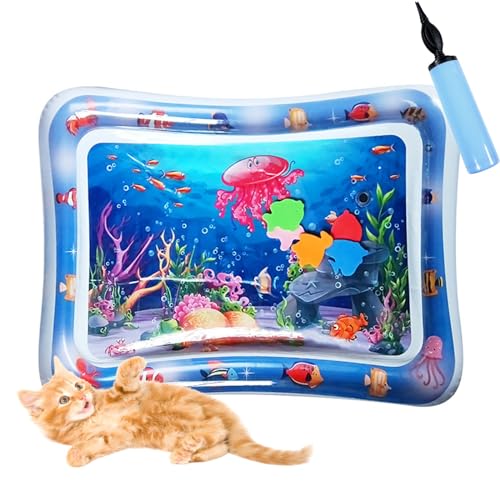 Katzen Kühl Und Spielmatte, Wassermatte Katze Kratzfest, Katzen Hunde Spiel Und Kühl Wassermatte, Sommer Aufblasbare Sensorische Wasserspielmatte Abkühlung (I) von Shafaja