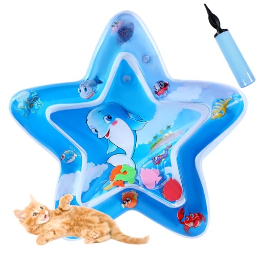 Katzen Kühl Und Spielmatte, Wassermatte Katze Kratzfest, Katzen Hunde Spiel Und Kühl Wassermatte, Sommer Aufblasbare Sensorische Wasserspielmatte Abkühlung (J) von Shafaja