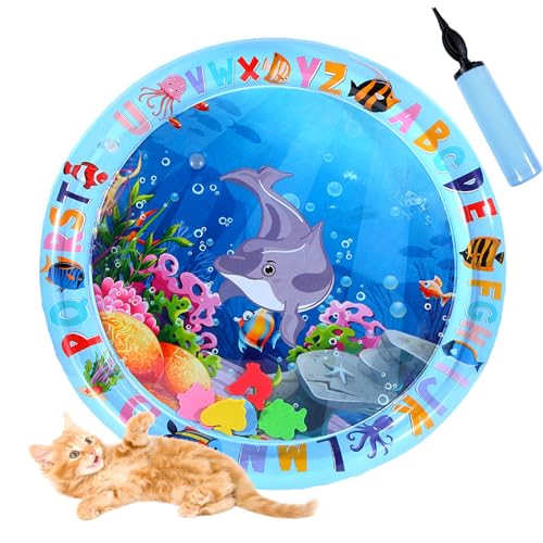 Katzen Kühl Und Spielmatte, Wassermatte Katze Kratzfest, Katzen Hunde Spiel Und Kühl Wassermatte, Sommer Aufblasbare Sensorische Wasserspielmatte Abkühlung (K) von Shafaja