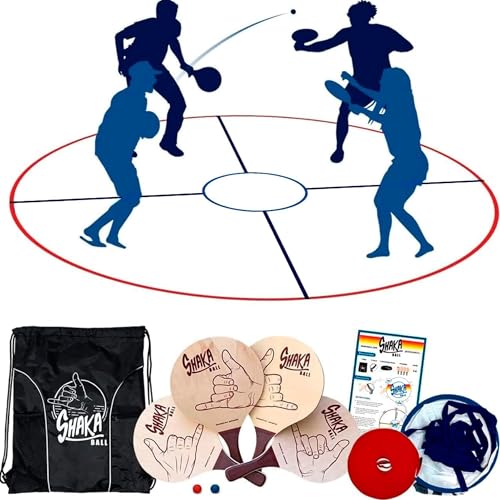 Shaka Ball Spielset – Multiplayer-Paddelspiel für Kinder und Erwachsene im Freien, Rasen, Hinterhöfe, Strände und Schnee – inklusive Spielfeld, 4 Holzpaddel, 2 Bälle und Tragetasche Shaka Ball Spielset – Multiplayer-Paddelspiel für Kinder und Erwachsene im Freien, Rasen, Hinterhöfe, Strände und Schnee – inklusive Spielfeld, 4 Holzpaddel, 2 Bälle und Tragetasche von Shaka Ball