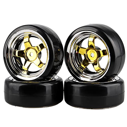 Shaluoman Beschichtung 5 Speichen 12mm Rad Felgen für RC 1:10 Drift Car Gold Hartplastik Reifen von Shaluoman